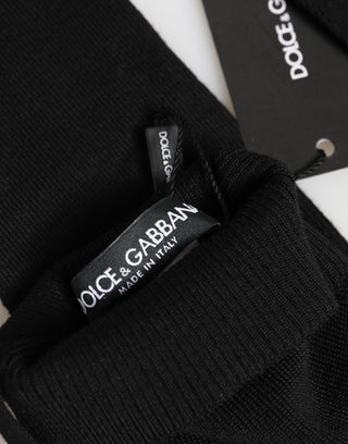 Black Virgin Wool Knitted Fingerless Men Gloves