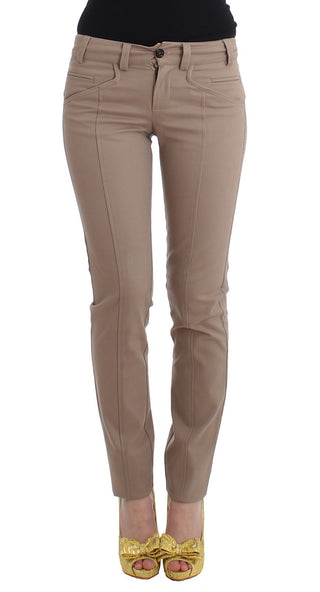 Beige Kleid Skinny Slim Straight Chinos Hosen