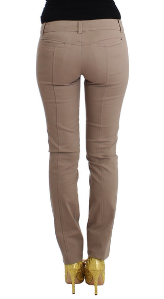 Beige Kleid Skinny Slim Straight Chinos Hosen