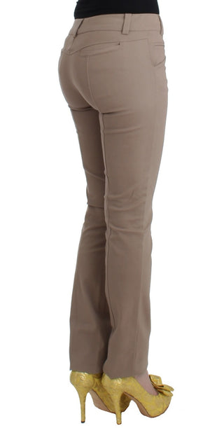 Beige Kleid Skinny Slim Straight Chinos Hosen