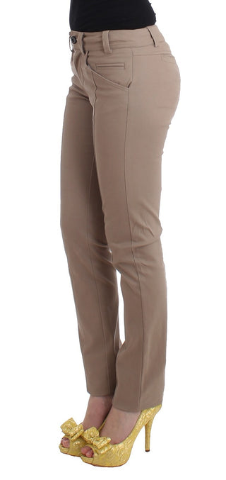 Beige Kleid Skinny Slim Straight Chinos Hosen