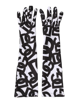Guantes mitones negros y blancos con logo DG hasta el codo