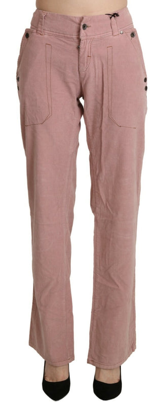 Baumwolle Rosa High-Waist Straight Hose