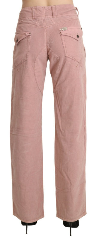 Baumwolle Rosa High-Waist Straight Hose