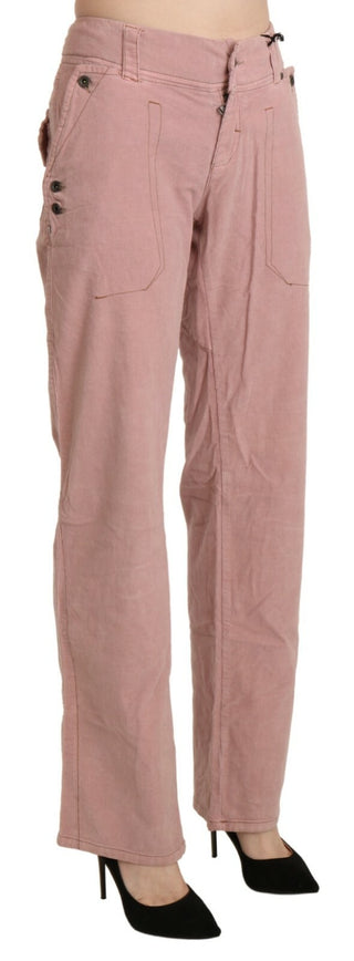 Baumwolle Rosa High-Waist Straight Hose