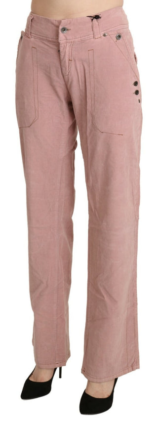 Baumwolle Rosa High-Waist Straight Hose
