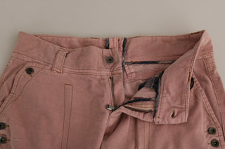 Baumwolle Rosa High-Waist Straight Hose