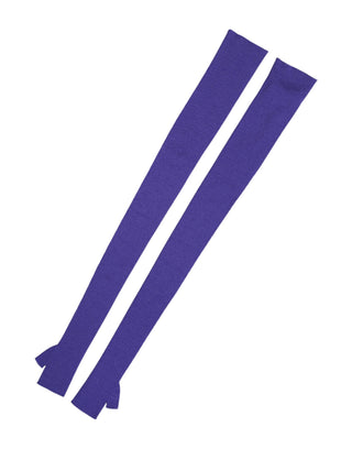 Guantes sin dedos de lana violeta, largos hasta el codo  