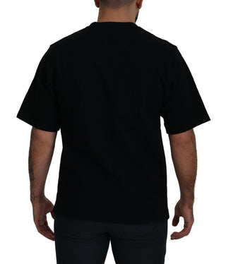 Cotton Black Printed Crewneck Tee T-shirt