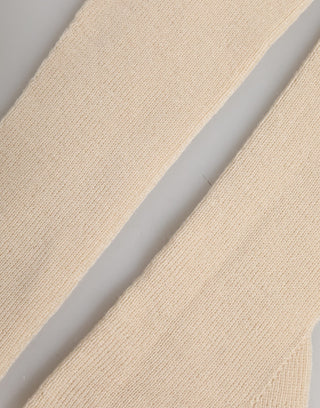 Guantes de mujer sin dedos de lana beige, largos hasta el codo  