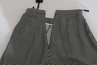 Falda elástica a cuadros en blanco y negro  