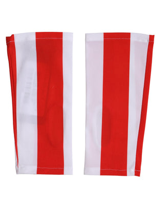 Guantes sin dedos de nailon rojo y blanco, largos hasta la muñeca  