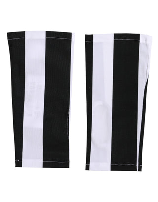 Guantes sin dedos de nailon negro y blanco, largos hasta la muñeca  
