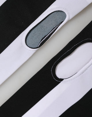 Schwarze, weiße, fingerlose Nylon-Handschuhe in Handgelenklänge