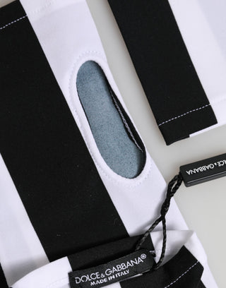 Schwarze, weiße, fingerlose Nylon-Handschuhe in Handgelenklänge