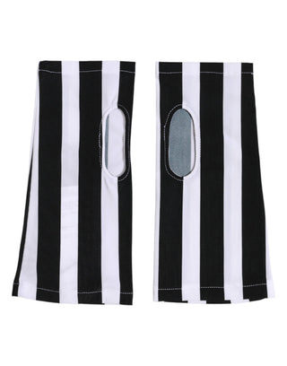 Guantes sin dedos de nailon negro y blanco, largos hasta la muñeca  