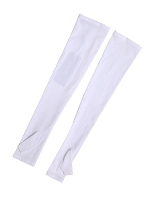 Guantes de mujer sin dedos de nailon blanco, largos hasta el codo  