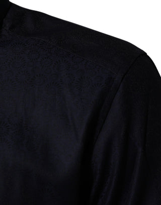 Blue Cotton Collared Long Sleeve GOLD Men Dress Shirt