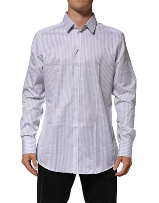 White Stripes Cotton Men GOLD Dress Shirt