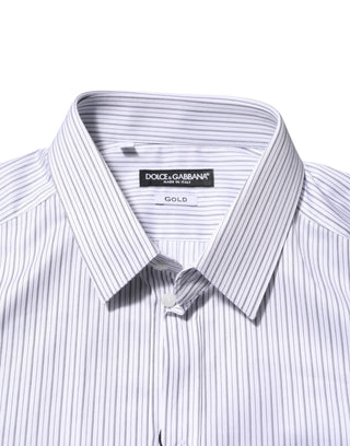 White Stripes Cotton Men GOLD Dress Shirt