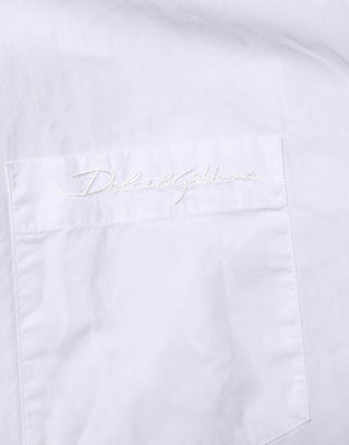 White Cotton Collared Men GOLD Dress Shirt