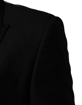 Chaqueta negra formal de 2 botones, traje de 2 piezas