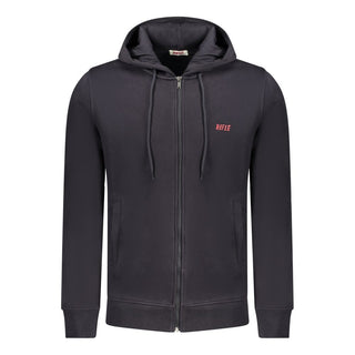 Blue Cotton Men's Hooded Sweatshirt