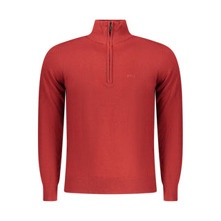 Red Polyester Men Sweater