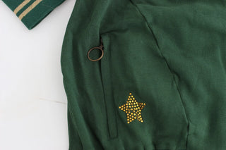 Grüne Strickjacke mit Stehkragen und Reißverschluss