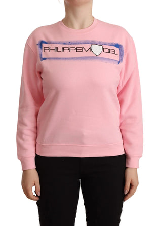 Rosa bedruckter Langarm-Pullover
