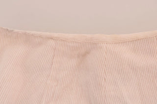 Beige Cotton Stretch Straight Trousers Pants