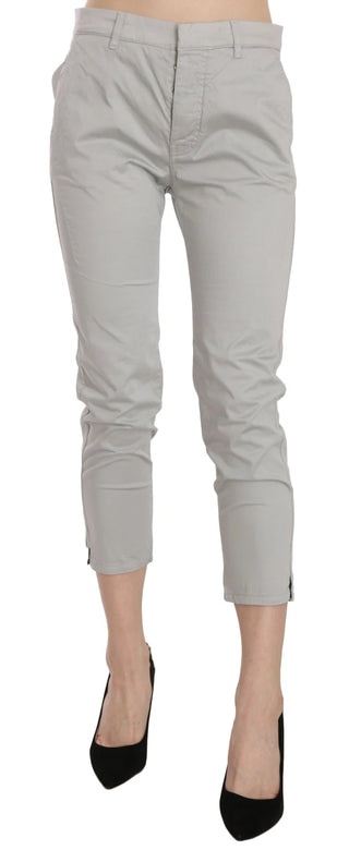Graue High-Waist-Skinny-Cropped-Hose aus Baumwolle