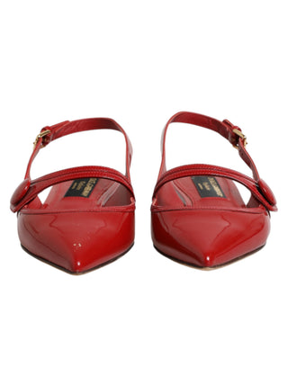 Rote Leder Slingback Flats Sandalen Schuhe