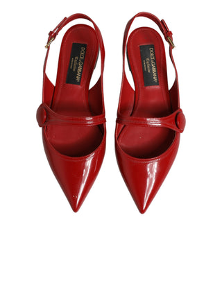 Rote Leder Slingback Flats Sandalen Schuhe
