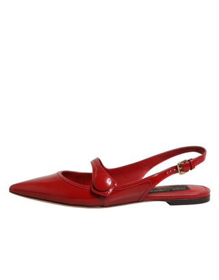 Rote Leder Slingback Flats Sandalen Schuhe