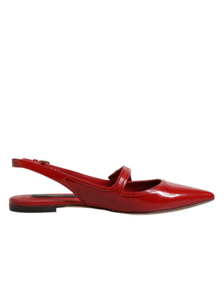 Rote Leder Slingback Flats Sandalen Schuhe
