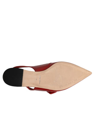 Rote Leder Slingback Flats Sandalen Schuhe
