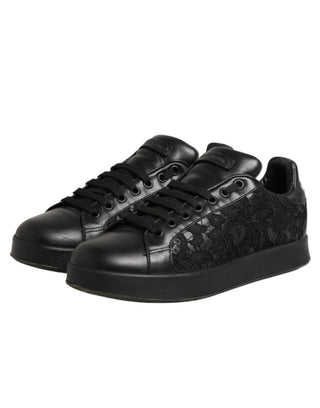 Schwarze florale Spitzen-Sneaker Halbschuhe