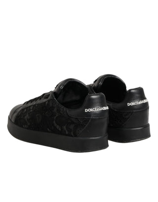 Schwarze florale Spitzen-Sneaker Halbschuhe