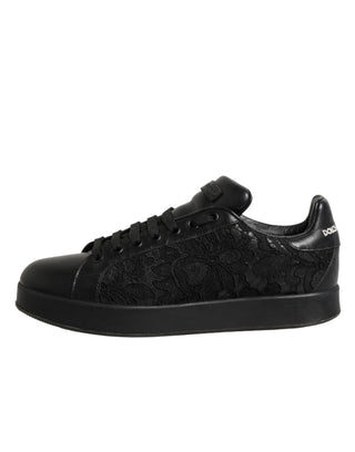 Schwarze florale Spitzen-Sneaker Halbschuhe