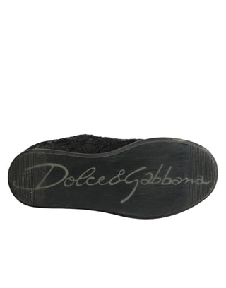 Schwarze florale Spitzen-Sneaker Halbschuhe