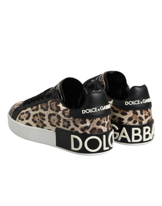 Braune Leder-Leoparden-Low-Top-Sneaker Schuhe