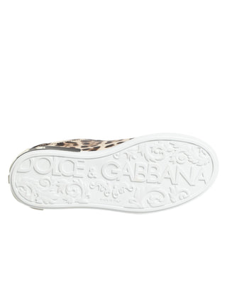 Braune Leder-Leoparden-Low-Top-Sneaker Schuhe