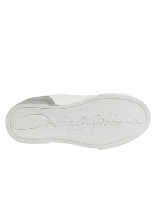 White Gray Low Top Leather Sneaker Shoes