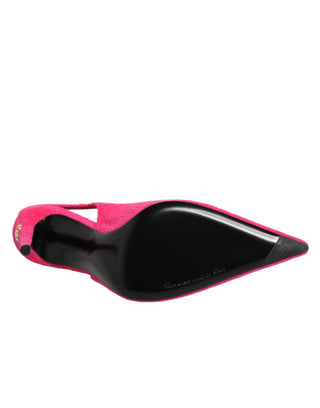 Pink Terry Cloth High Heels Slingback Shoes