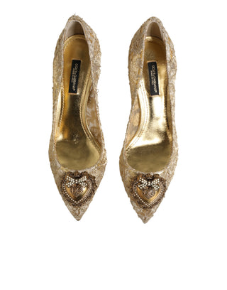 Goldfarbene Taormina-Spitzen-DEVOTION Pumps