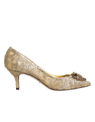 Goldfarbene Taormina-Spitzen-DEVOTION Pumps