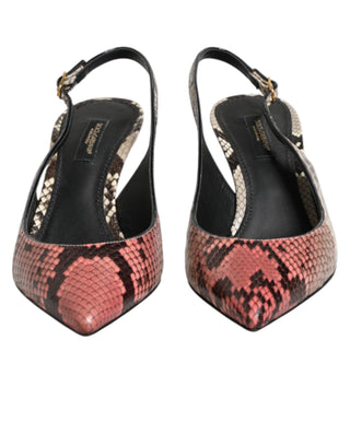 Mehrfarbige Leder-Heels Slingback-Schuhe