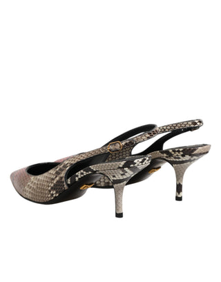 Mehrfarbige Leder-Heels Slingback-Schuhe