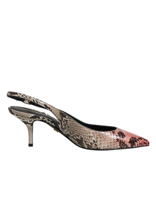 Mehrfarbige Leder-Heels Slingback-Schuhe
